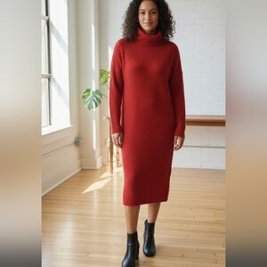 Cassidy Red Wool Turtleneck Sweater Dress Size Small